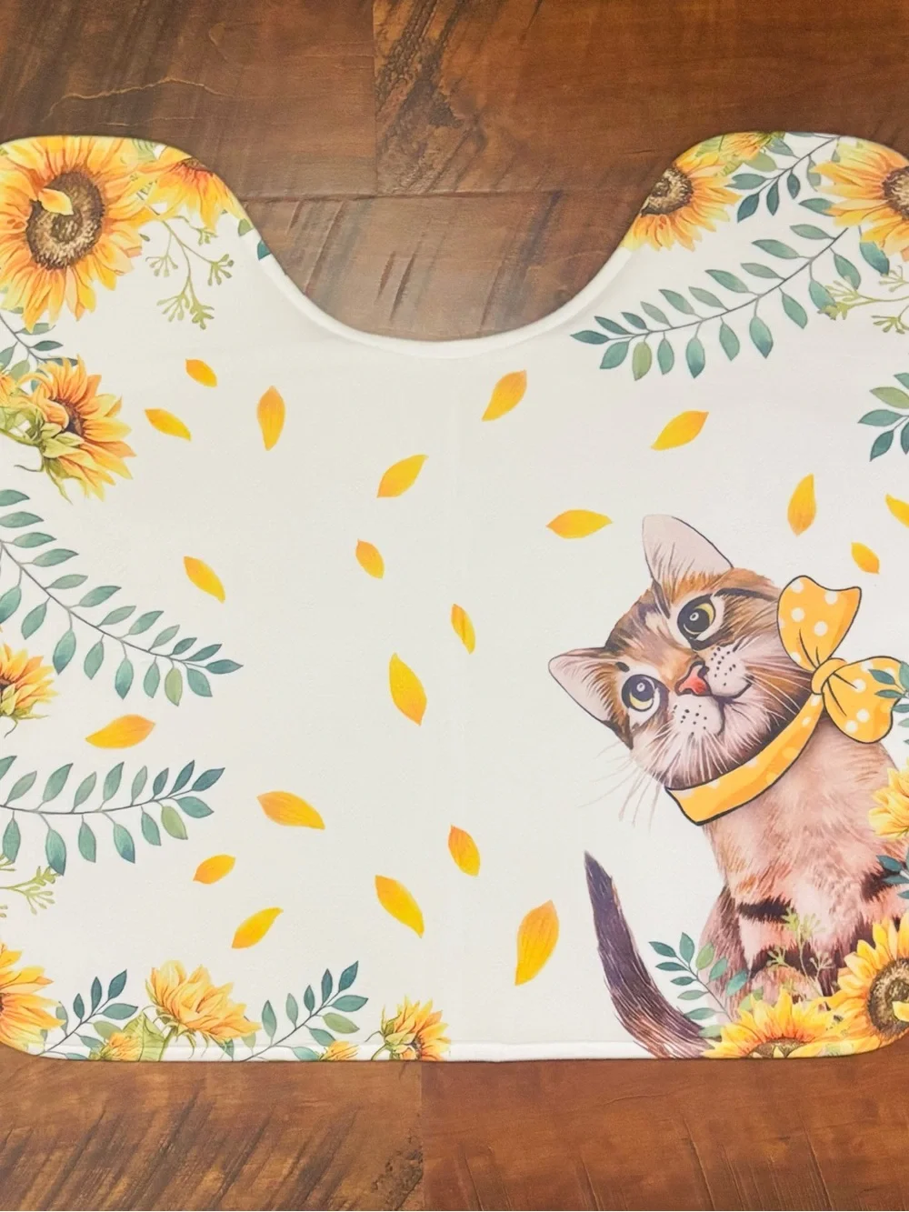 ADORABLE FUN 16pc Cat & Sunflower Bathroom Set